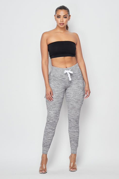 Fleece-Lined Cargo Sweatpants - Heather Gray - SohoGirl.com
